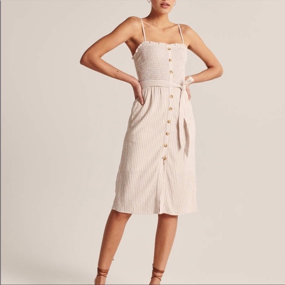 Abercrombie Button-Up Smocked Midi Dress - Picture 3 of 5